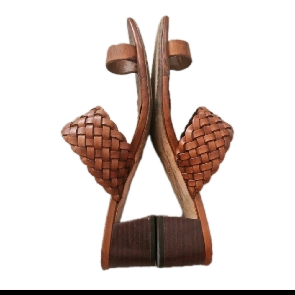 Loeffler Randall Brown Braided Leather Block Heel Chic & Timeless Sandal 7 - Picture 9 of 14